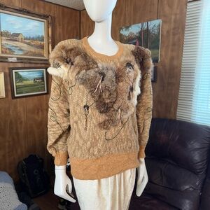 Vintage Fur Embellished Sweater